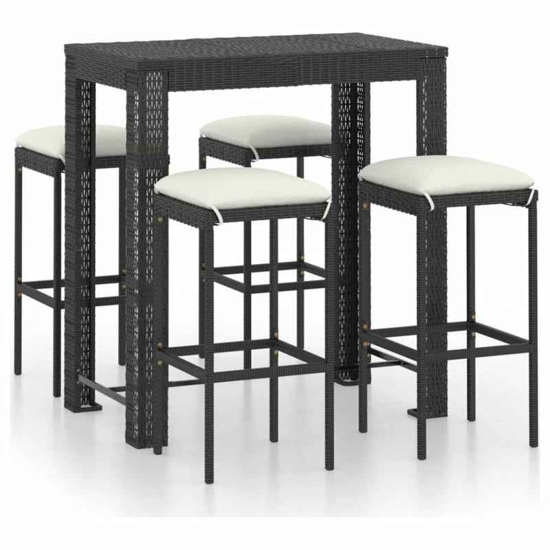 Coupon ๐ Vida XL LLC VidaXL Patio Bar Set With Cushions 5 Piece Poly Rattan Black Garden Seating ๐ฅ