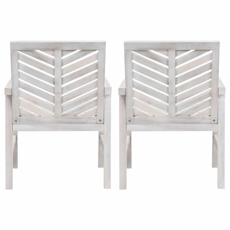 Cheap 👍 Walker Edison Wood Chevron Patio Chair, Set Of 2, White Wash 💯 - Image 4