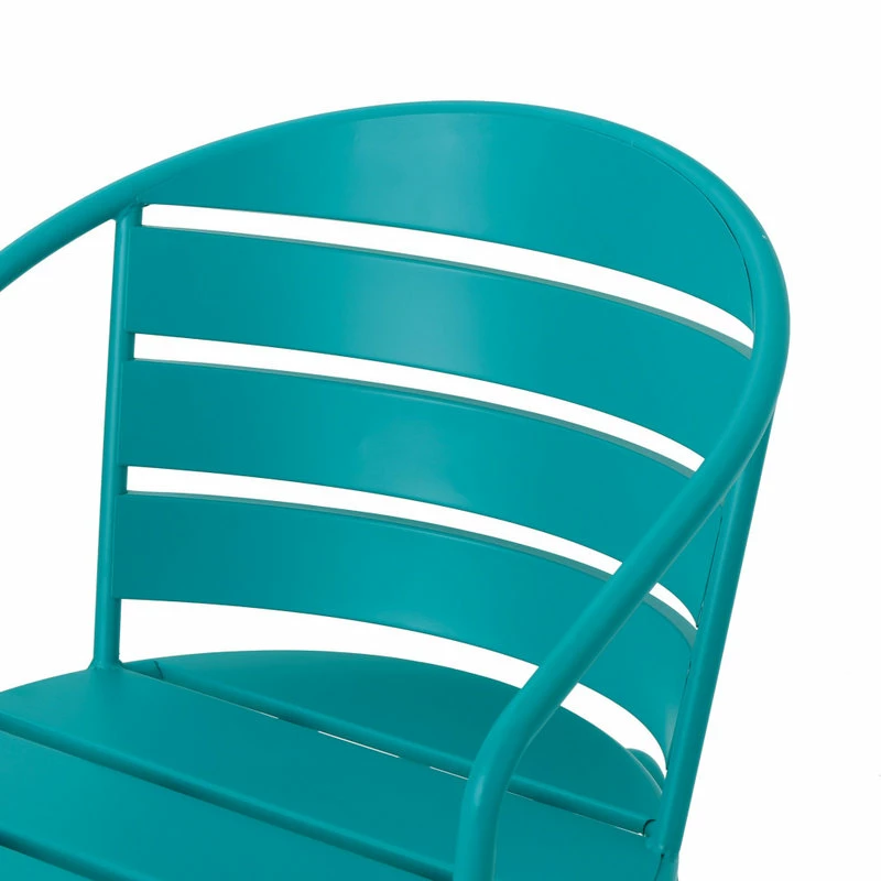 Cheapest 😍 GDFStudio GDF Studio Santa Monica Outdoor Finished Iron Bistro Set, Matte Teal 😀 - Image 6