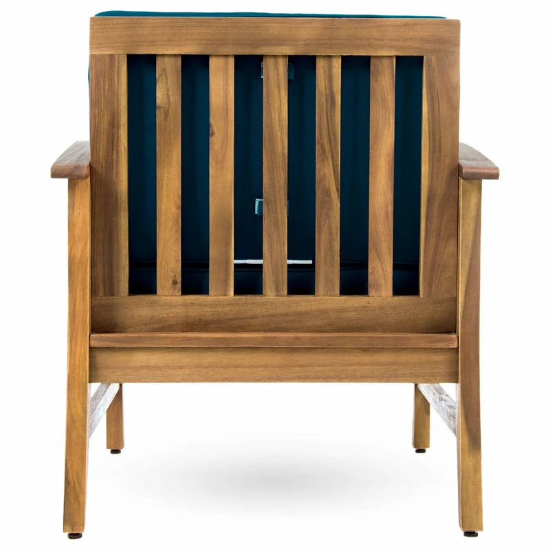 Deals 🔔 GDFStudio GDF Studio Pearl Outdoor Teak Acacia Wood Club Chairs With Cushion, Blue, Set Of 😀 - Image 7