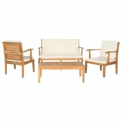 Deals โจ Safavieh Fresno 4-Piece Outdoor Living Set, Natural ๐