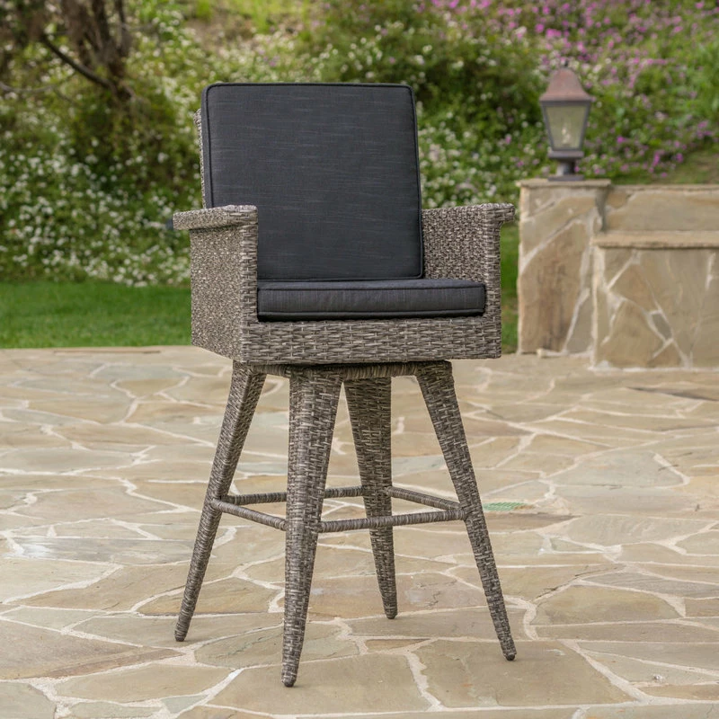 Wholesale ๐ GDFStudio GDF Studio Elysium Outdoor Wicker Barstool With Water Resistant Cushions ๐ - Image 2