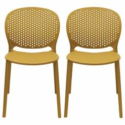 Buy ๐ฅฐ Homedotdot Stackable Plastic Armless Side Dining Chairs Contemporary Modern Set Of 2, Ginge ๐งจ
