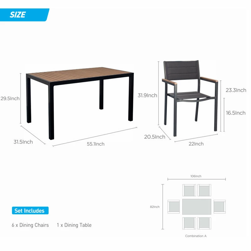 Flash Sale 😍 HIGOLD 6478 Auto 7 Piece Black Aluminum Outdoor Dining Set 😍 - Image 4