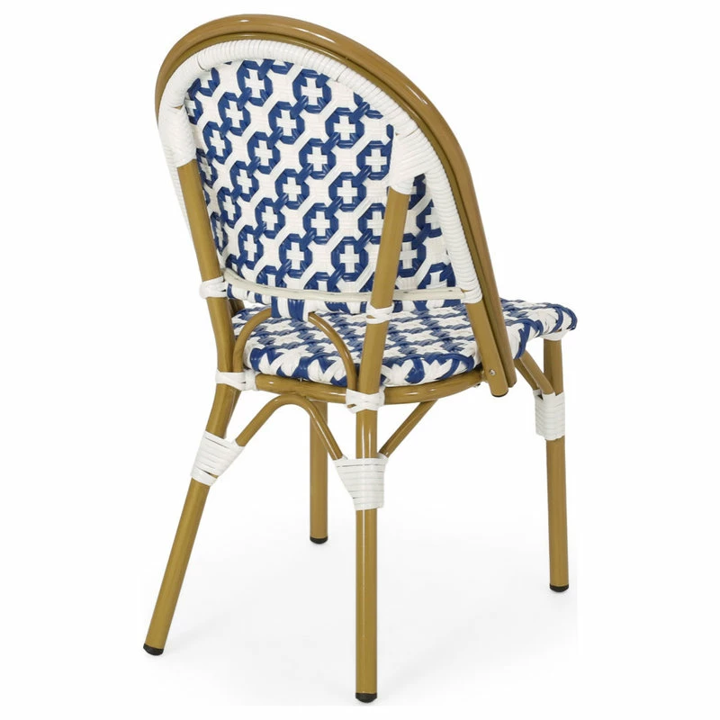 Best reviews of 🤩 GDFStudio Bronson Outdoor French Bistro Chair, Set Of 2, Blue/White/Bamboo Print Finish 🔥 - Image 3