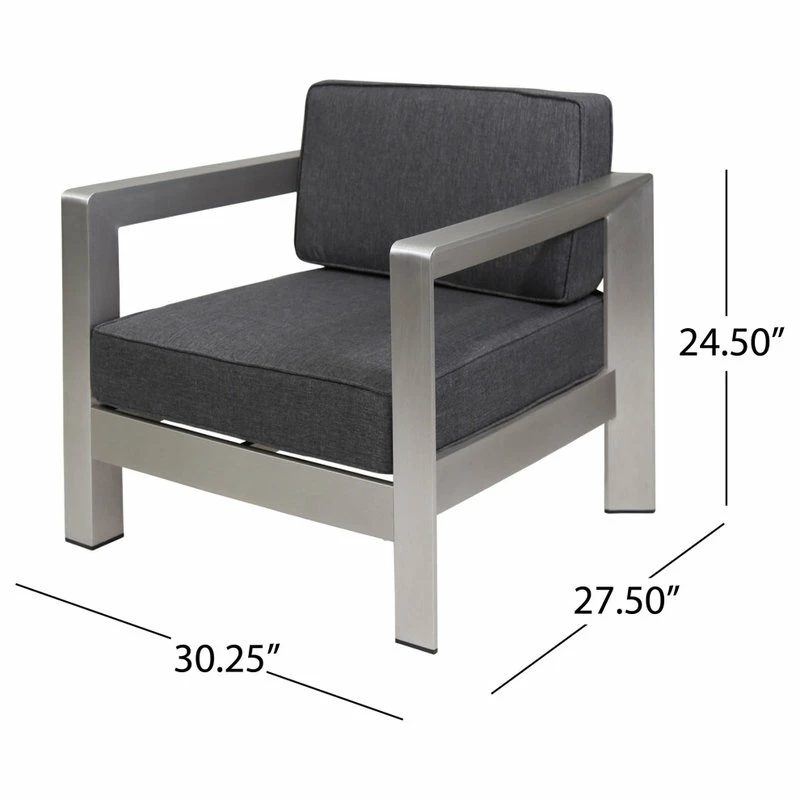 Best Pirce 😀 GDFStudio GDF Studio Booth Outdoor Aluminum Club Chairs, Set Of 2, Sliver/Gray 🔔 - Image 3