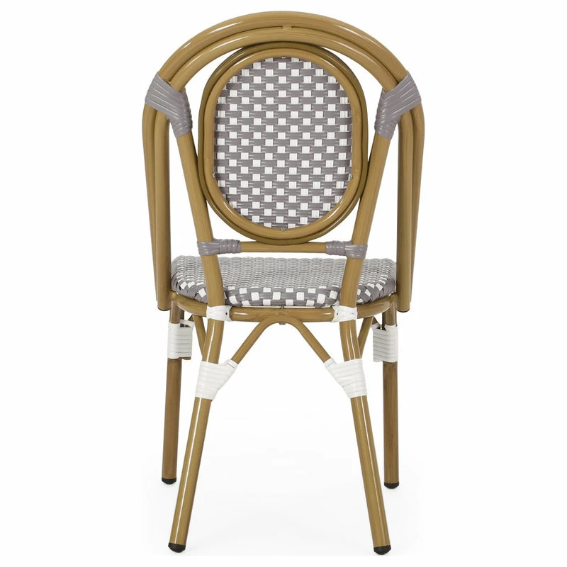 Budget 🔔 GDFStudio Magnus Outdoor French Bistro Chairs, Set Of 2, Gray/White/Bamboo Print Finish 🔔 - Image 5