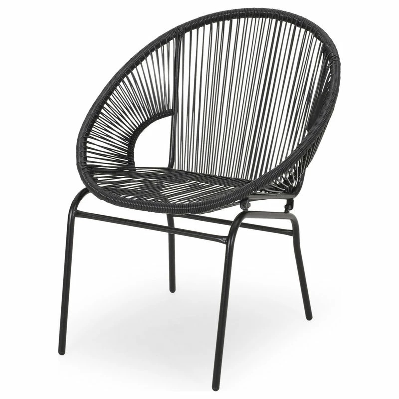 Buy 🔥 GDFStudio Carolina Outdoor Modern Faux Rattan Club Chair, Set Of 2, Black 🌟 - Image 4