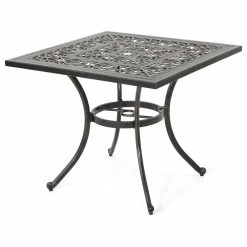 Promo 🛒 GDFStudio Cassie Outdoor Square Cast Aluminum Dining Table 👏