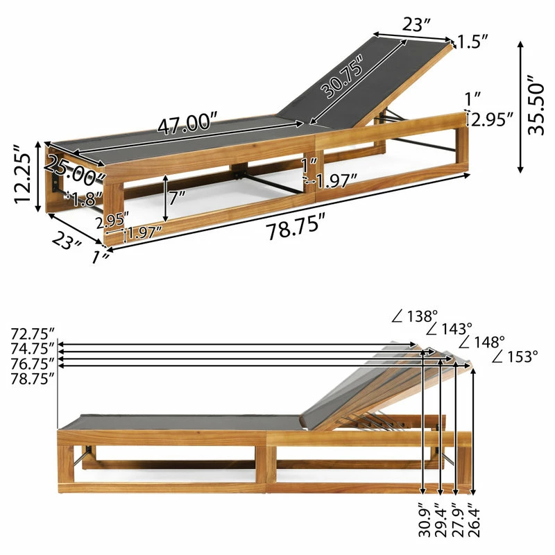 Best reviews of ๐ GDFStudio Leavitt Outdoor Mesh And Wood Adjustable Chaise Lounges, Set Of 4 ๐งจ - Image 10