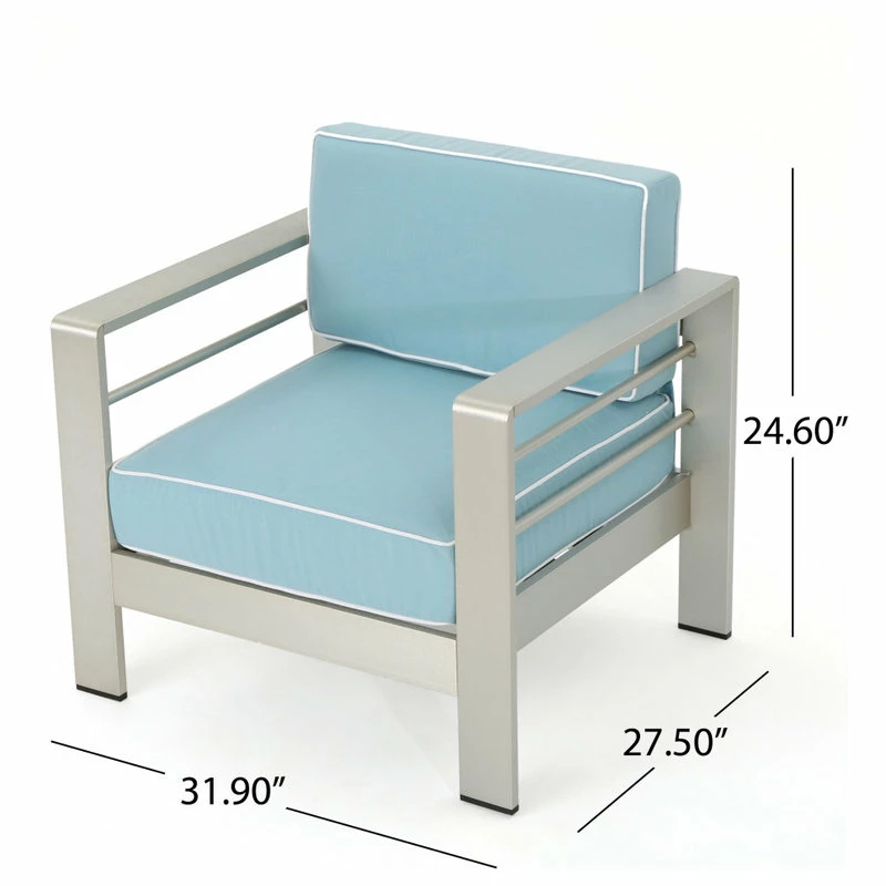 Deals ๐ GDFStudio GDF Studio 4-Piece Crested Bay Outdoor Silver Aluminum Framed Chat Set ๐ - Image 4