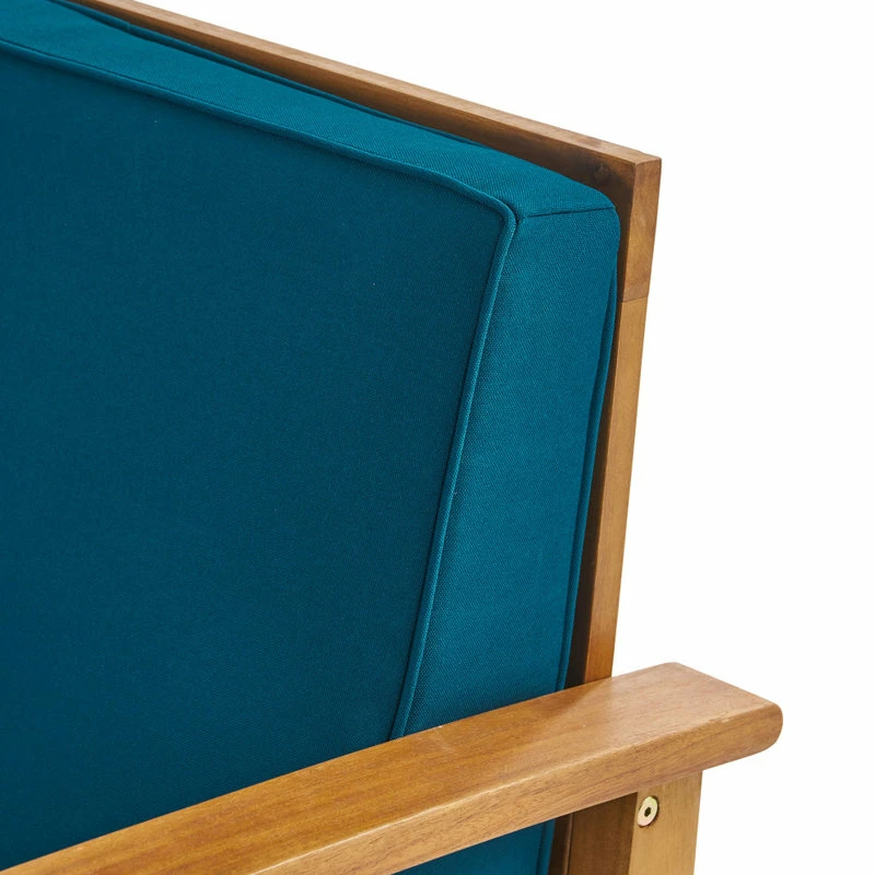 Deals 🔔 GDFStudio GDF Studio Pearl Outdoor Teak Acacia Wood Club Chairs With Cushion, Blue, Set Of 😀 - Image 10