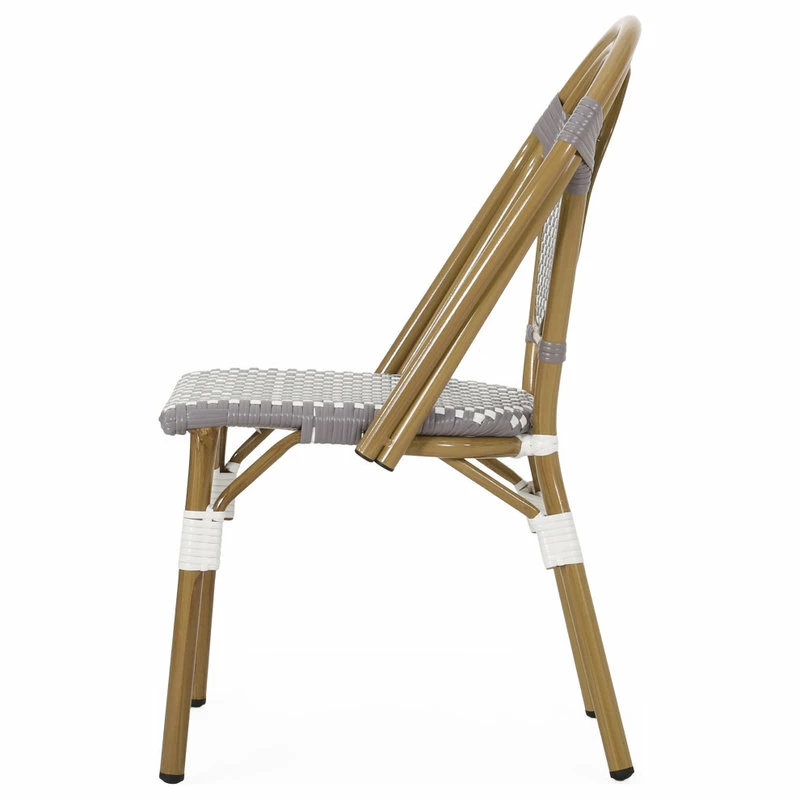 Budget 🔔 GDFStudio Magnus Outdoor French Bistro Chairs, Set Of 2, Gray/White/Bamboo Print Finish 🔔 - Image 3