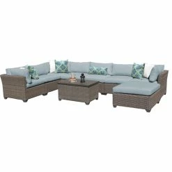 Buy 😀 TKClassics Monterey 9 Piece Outdoor Wicker Patio Furniture Set 09b, Spa 👏