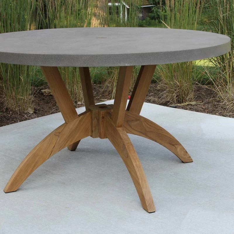 Cheap ❤️ Outdoor Interiors 5-Piece Nautical Teak, Ash Gray Wicker Round Dining Set, Sunbrella 😀 - Image 4