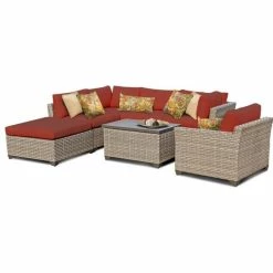 Best deal ๐ฅฐ TKClassics TK Classics Monterey 7 Pc Traditional Outdoor Wicker Sectional Sofa Set In Red โ๏ธ