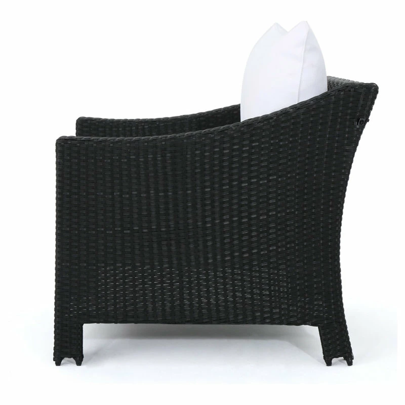 Brand new ⭐ GDFStudio GDF Studio Dione Outdoor Black Wicker Club Chairs With White Cushions, Set Of 2 😉 - Image 7