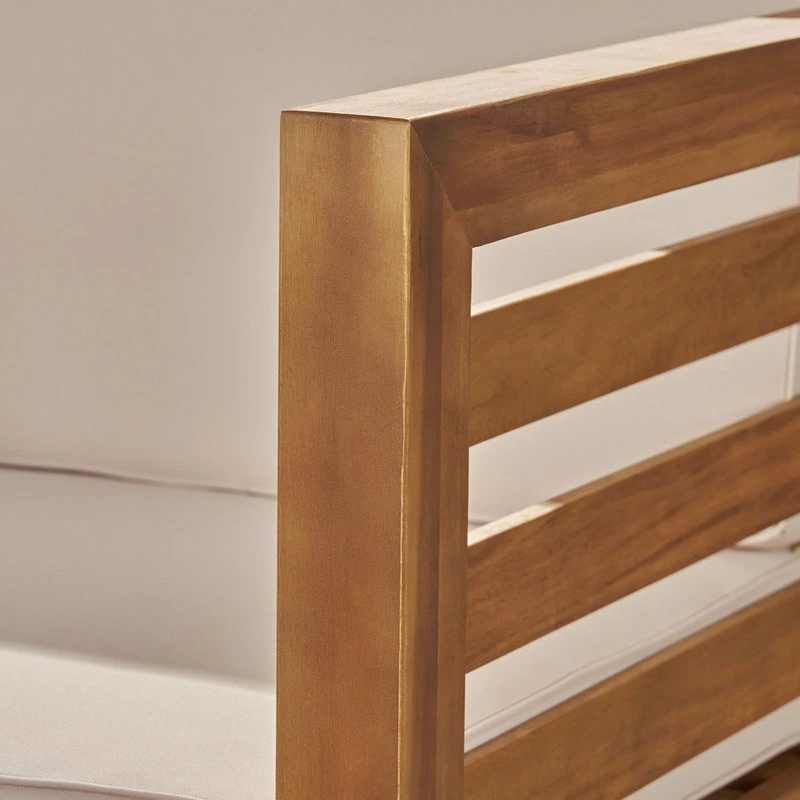 New 🔥 GDFStudio Emma Outdoor 9 Seater Acacia Wood Sectional Sofa Set, Beige ✨ - Image 5