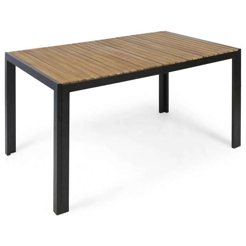 Best Sale ๐ฅ GDFStudio GDF Studio Tamia Outdoor 59" Acacia Wood And Iron Dining Table, Teak/Black ๐ - Image 2