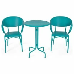 Best Pirce ๐ฏ GDFStudio Arthur Desert Outdoor Modern 3 Piece Bistro Set, Matte Teal โญ