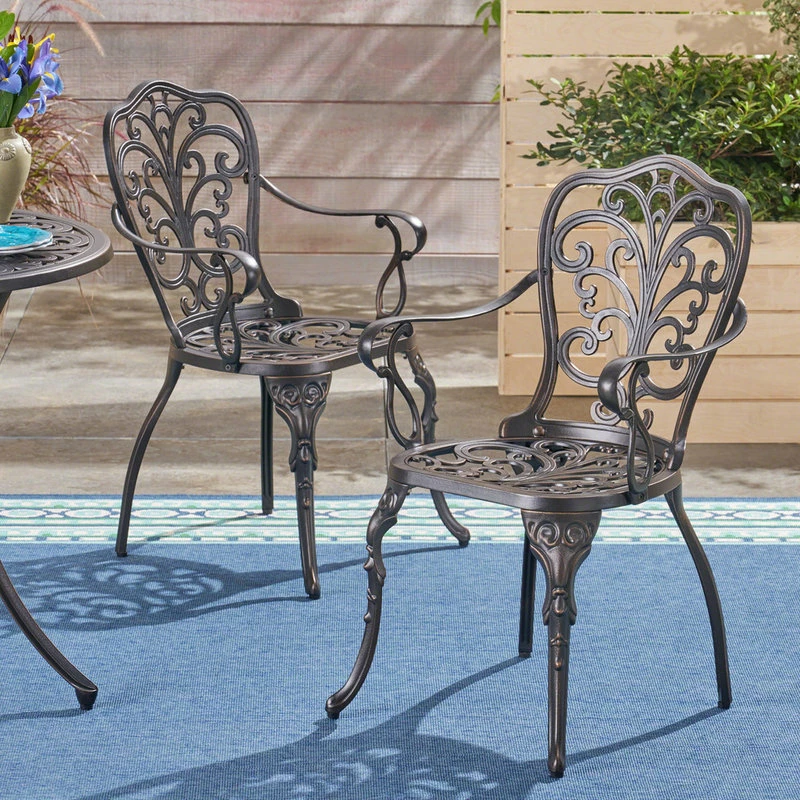 Best deal 🌟 GDFStudio GDF Studio Buddy Outdoor Cast Aluminum Dining Chairs, Shiny Copper, Set Of 2 🤩 - Image 2