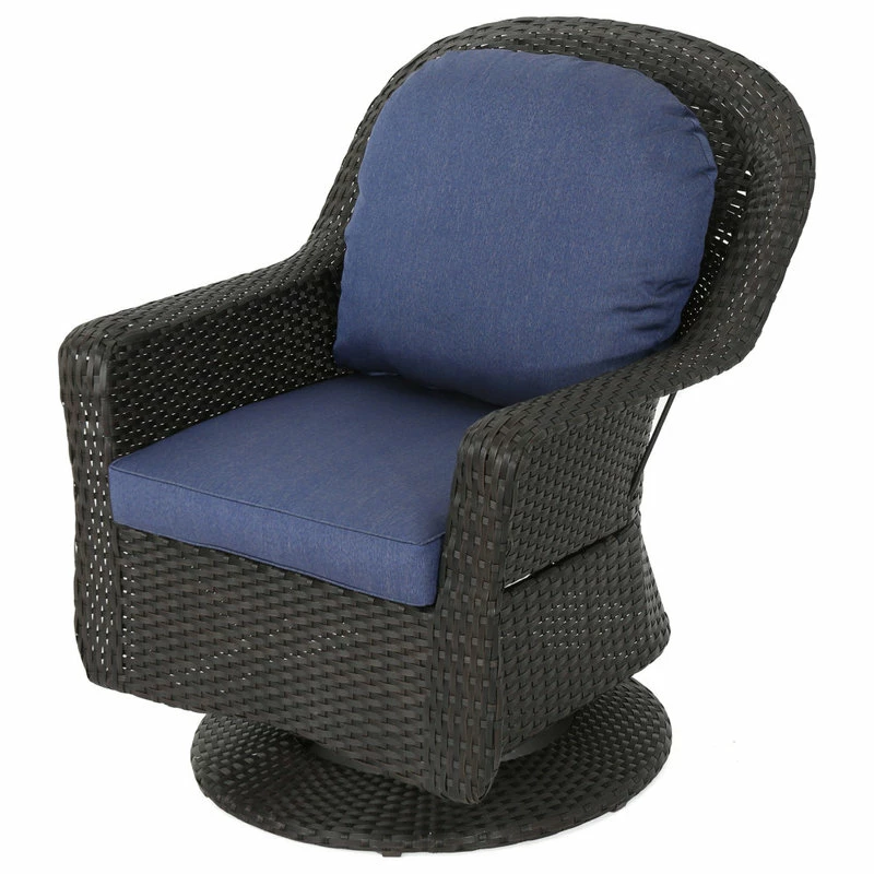 Flash Sale 🎁 GDFStudio GDF Studio Linsten Outdoor Wicker Swivel Club Chairs With Cushion, Set Of 2 🌟 - Image 8