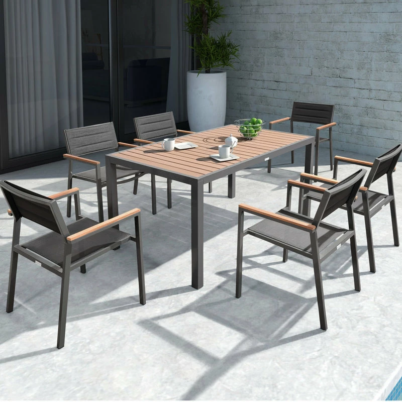 Flash Sale 😍 HIGOLD 6478 Auto 7 Piece Black Aluminum Outdoor Dining Set 😍