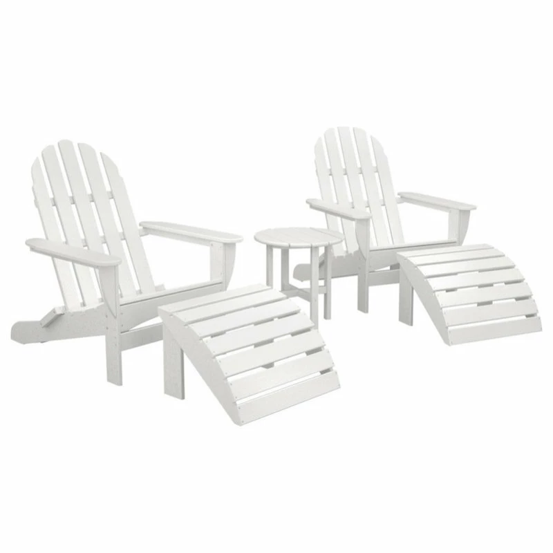 Top 10 🔔 Polywood Classic Oversized Curveback Adirondack 5-Piece Casual Set, White ✔️