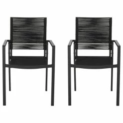 Best Pirce ๐คฉ GDFStudio Jean Outdoor Modern Dining Chair With Rope Seat, Set Of 2, Dark Gray/Black ๐ฏ