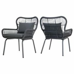Promo โค๏ธ GDFStudio GDF Studio Kimberley Outdoor Steel And Rope Club Chairs With Cushioned, Set Of 2 ๐ฅ