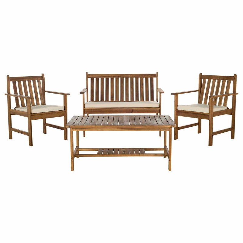 Discount โญ Safavieh Burbank 4-Piece Outdoor Living Set, Teak โ๏ธ