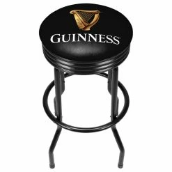 Best Sale โญ Trademark Gameroom Guinness Custom Outdoor Black Ribbed Barstool, Harp ๐