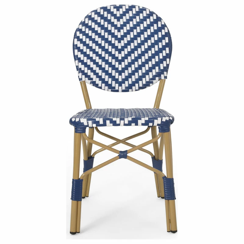Coupon ❤️ GDFStudio Deshler Outdoor Aluminum French Bistro Set, Navy Blue, White, And Bamboo Finish 🧨 - Image 4