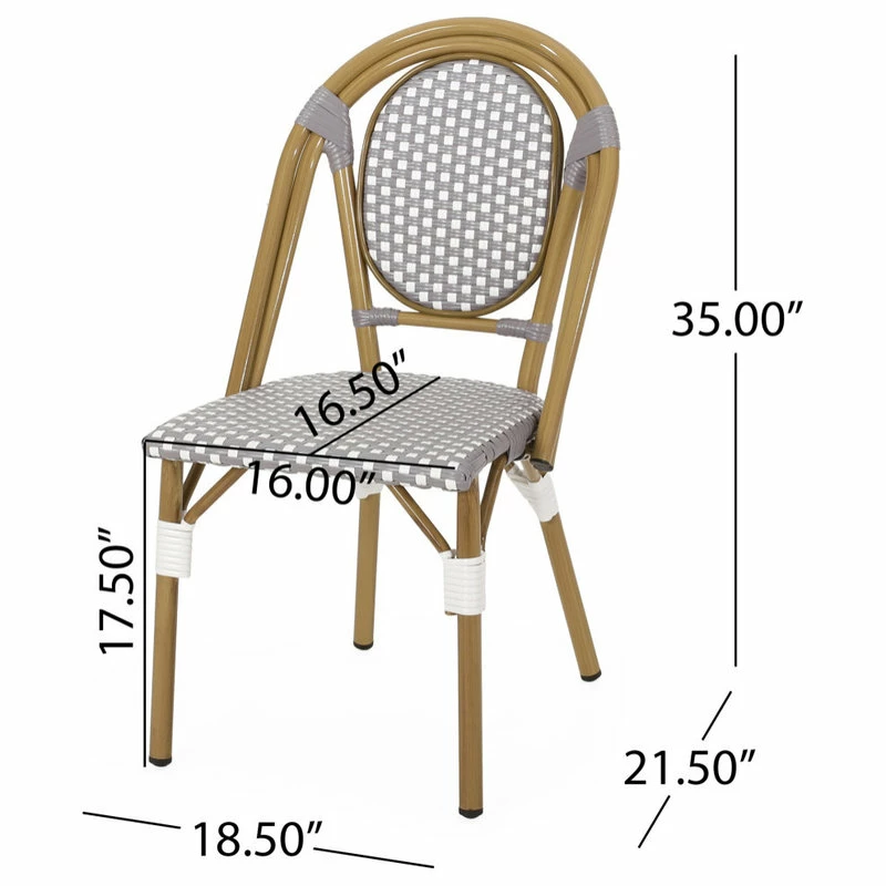 Budget 🔔 GDFStudio Magnus Outdoor French Bistro Chairs, Set Of 2, Gray/White/Bamboo Print Finish 🔔 - Image 11