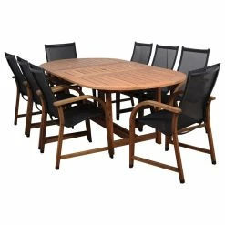 New ๐งจ Amazonia Bahamas 9-Piece Extendable Oval Patio Dining Set | Eucalyptus Wood ๐