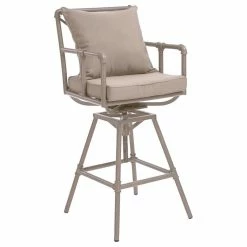 Wholesale 😀 GDFStudio GDF Studio Tallahassee Pipe Outdoor Adjustable Barstool, Gray And Brass 🥰