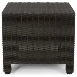 Discount 🛒 GDFStudio Odessa Outdoor Wicker Print Side Table, Dark Brown 🛒