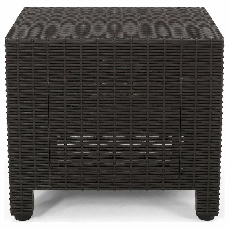 Discount 🛒 GDFStudio Odessa Outdoor Wicker Print Side Table, Dark Brown 🛒