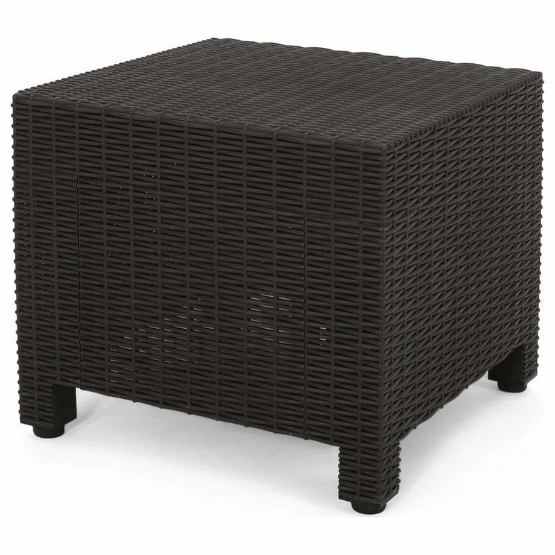 Discount 🛒 GDFStudio Odessa Outdoor Wicker Print Side Table, Dark Brown 🛒 - Image 3