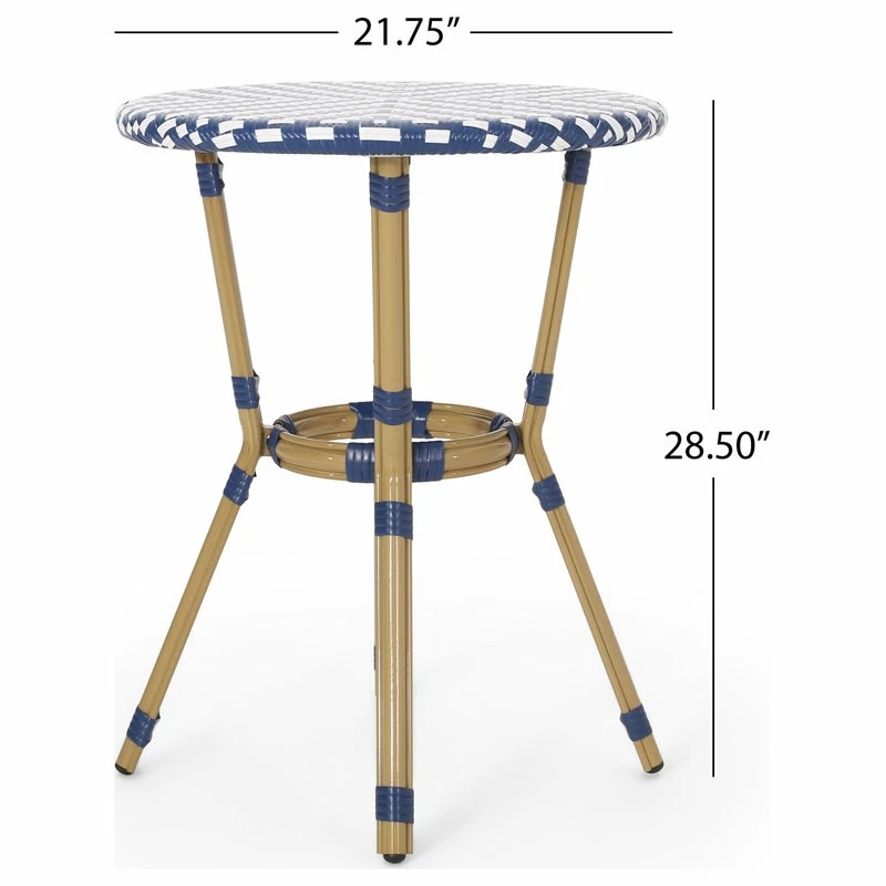 Coupon ❤️ GDFStudio Deshler Outdoor Aluminum French Bistro Set, Navy Blue, White, And Bamboo Finish 🧨 - Image 5