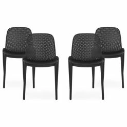 Best deal ๐ฅฐ GDFStudio Tafton Outdoor Stacking Dining Chair, Set Of 4, Black ๐