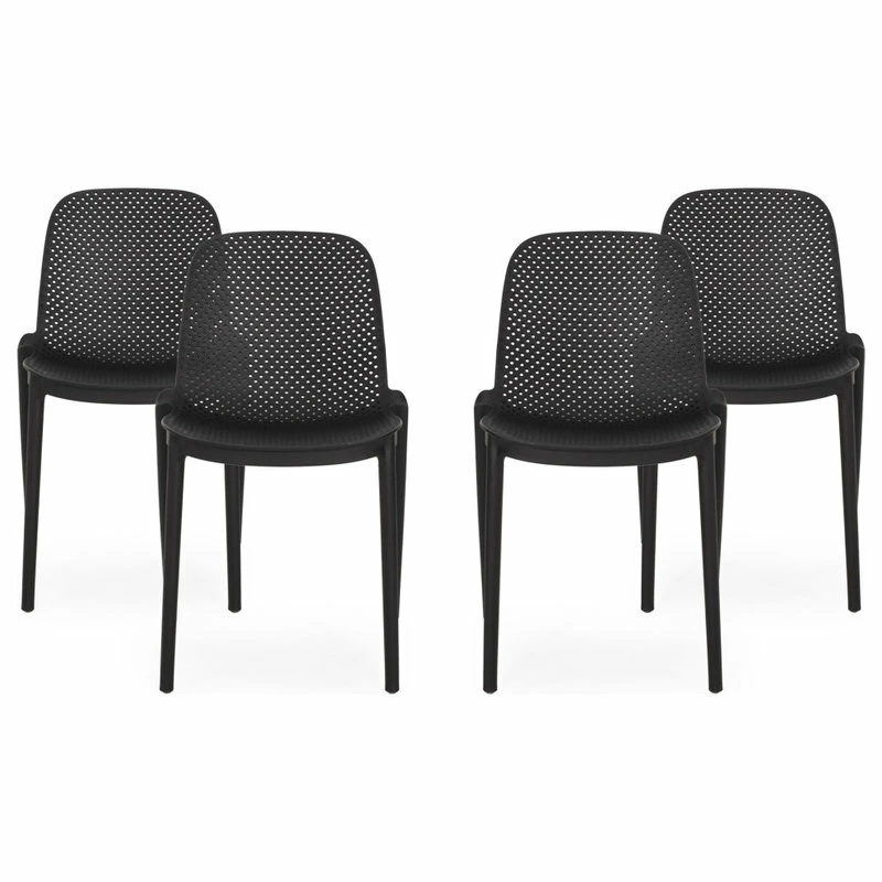 Best deal ๐ฅฐ GDFStudio Tafton Outdoor Stacking Dining Chair, Set Of 4, Black ๐