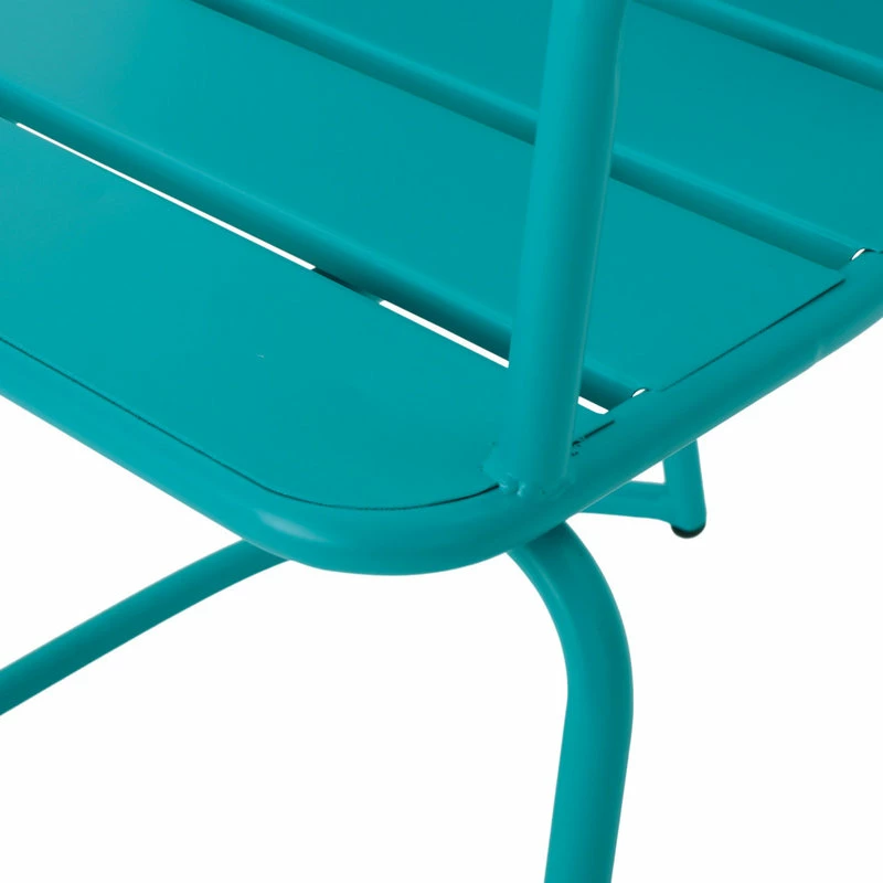 Cheapest 😍 GDFStudio GDF Studio Santa Monica Outdoor Finished Iron Bistro Set, Matte Teal 😀 - Image 7