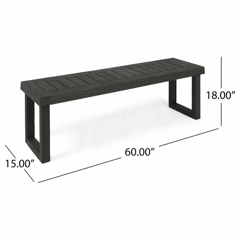 Promo 🥰 GDFStudio GDF Studio Vickers Outdoor Acacia Wood Picnic Set, Dark Gray Finish 🥰 - Image 3