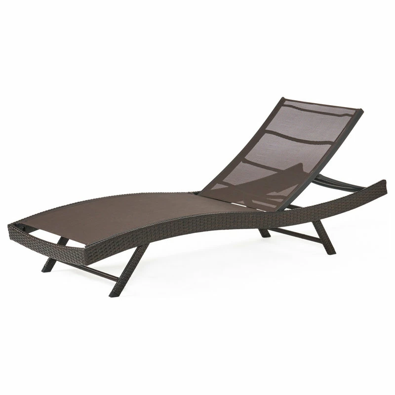 Best Sale 💯 GDFStudio GDF Studio Burnham Outdoor Brown Mesh Chaise Lounge Chair, Set Of 2 🔔