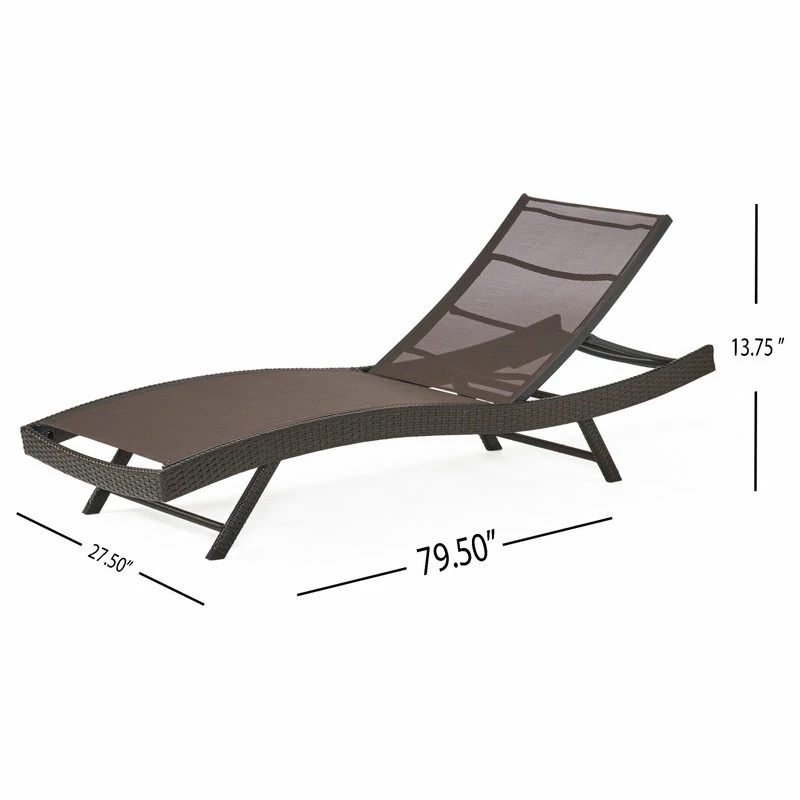 Best Sale 💯 GDFStudio GDF Studio Burnham Outdoor Brown Mesh Chaise Lounge Chair, Set Of 2 🔔 - Image 3