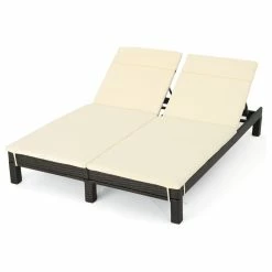 Cheapest 🧨 GDFStudio GDF Studio Amour Outdoor Dual Wicker Chaise Lounge With Water Resistant Cushions 😀