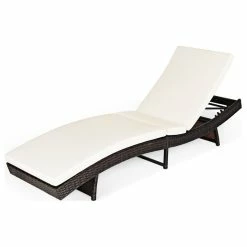Promo ๐ Costway Adjustable Pool Lounge Chair Outdoor Furniture PE Wicker W/Cushion ๐ฅ