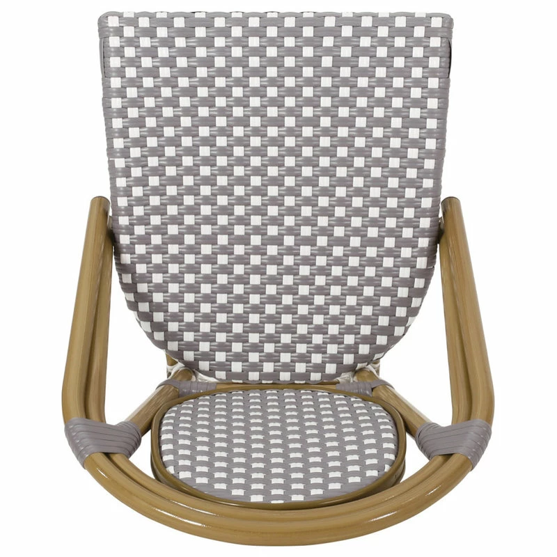 Budget 🔔 GDFStudio Magnus Outdoor French Bistro Chairs, Set Of 2, Gray/White/Bamboo Print Finish 🔔 - Image 6