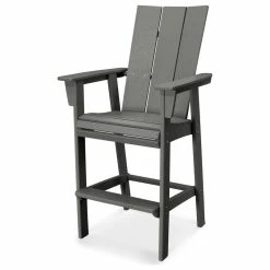 Buy 🧨 POLYWOOD Modern Adirondack Bar Chair, Slate Gray 🌟